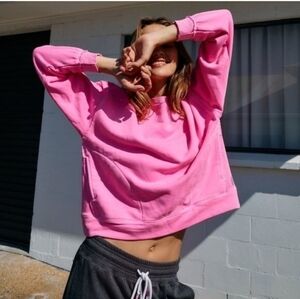 Free People Movement Metti Crewneck Sweatshirt In Haute Pink